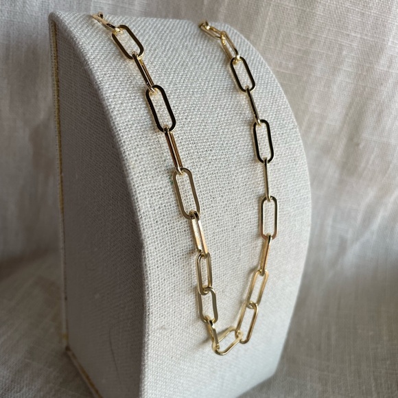Gold Paperclip Chain, Gold Oval Link Necklace - Picture 4 of 8